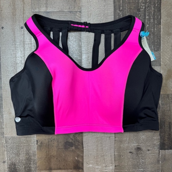 Livi Active Pink and Black Sports Bra with Strappy Back - Picture 10 of 10